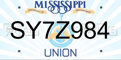 SY7Z984 Mississippi License Plate