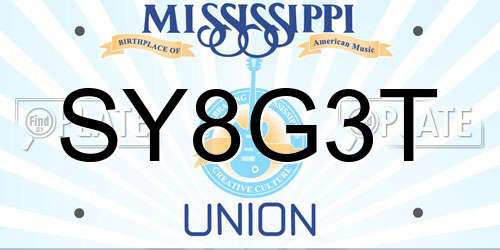 SY8G3T Mississippi License Plate