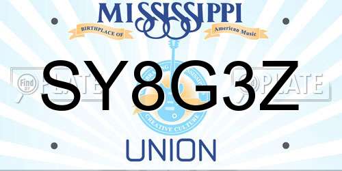 SY8G3Z Mississippi License Plate