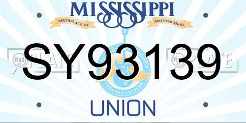 SY93139 Mississippi License Plate