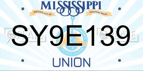 SY9E139 Mississippi License Plate