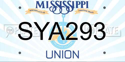 SYA293 Mississippi License Plate