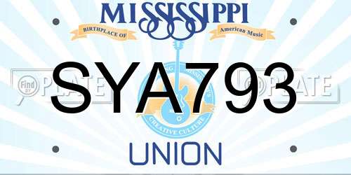 SYA793 Mississippi License Plate