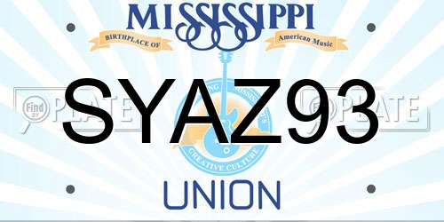 SYAZ93 Mississippi License Plate
