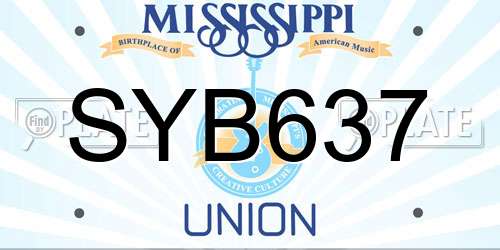 SYB637 Mississippi License Plate