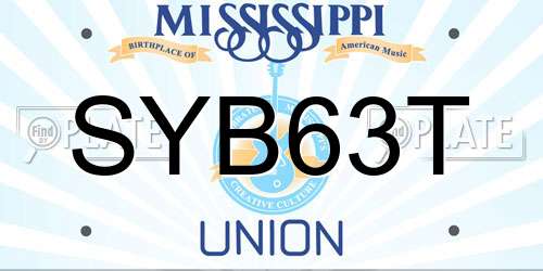 SYB63T Mississippi License Plate