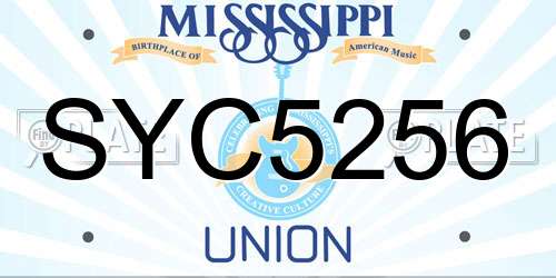 SYC5256 Mississippi License Plate