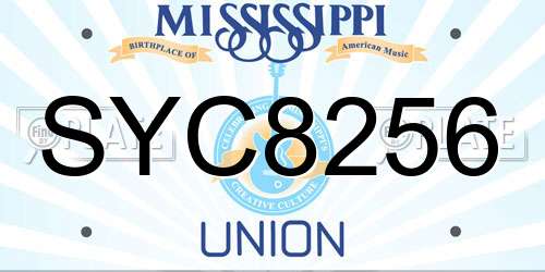SYC8256 Mississippi License Plate