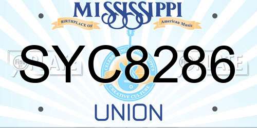 SYC8286 Mississippi License Plate