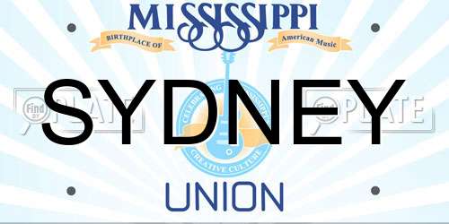 SYDNEY Mississippi License Plate