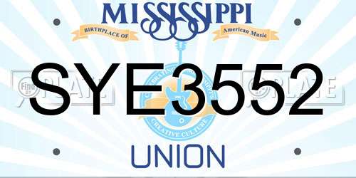 SYE3552 Mississippi License Plate