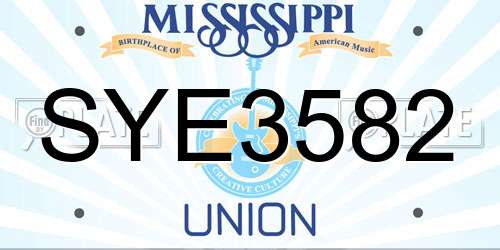 SYE3582 Mississippi License Plate