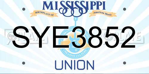 SYE3852 Mississippi License Plate