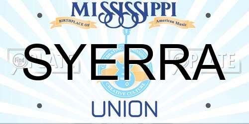 SYERRA Mississippi License Plate