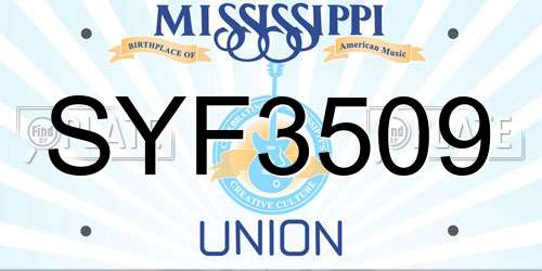 SYF3509 Mississippi License Plate