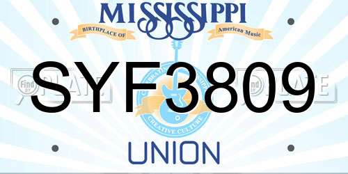 SYF3809 Mississippi License Plate