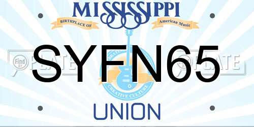SYFN65 Mississippi License Plate