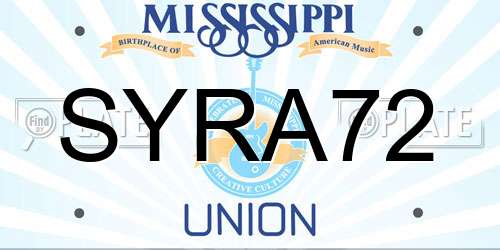 SYRA72 Mississippi License Plate