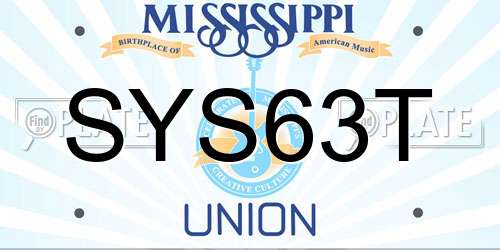 SYS63T Mississippi License Plate