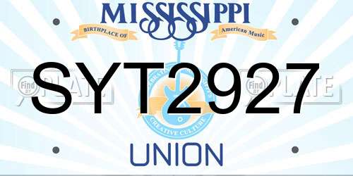 SYT2927 Mississippi License Plate
