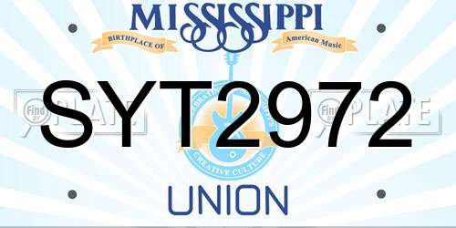 SYT2972 Mississippi License Plate