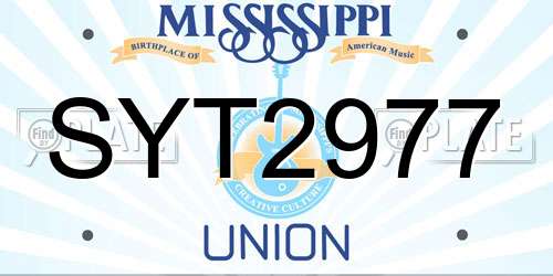 SYT2977 Mississippi License Plate