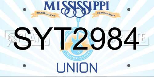 SYT2984 Mississippi License Plate