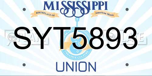 SYT5893 Mississippi License Plate