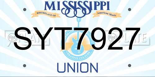 SYT7927 Mississippi License Plate