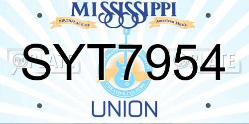 SYT7954 Mississippi License Plate
