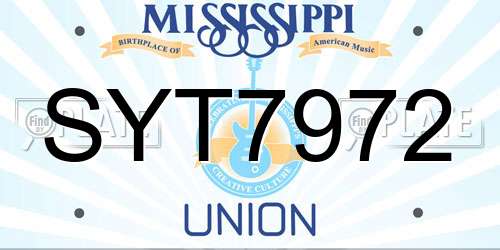 SYT7972 Mississippi License Plate