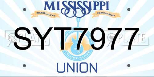 SYT7977 Mississippi License Plate