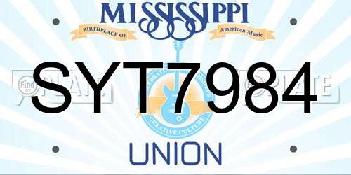 SYT7984 Mississippi License Plate