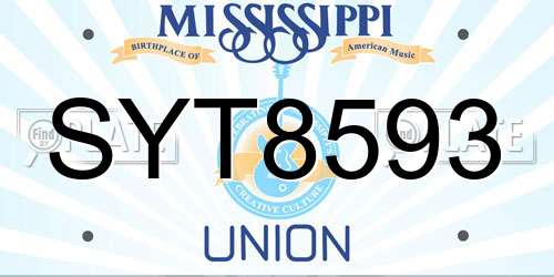 SYT8593 Mississippi License Plate