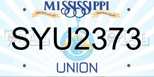SYU2373 Mississippi License Plate