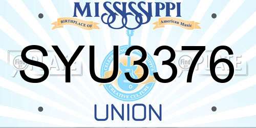 SYU3376 Mississippi License Plate