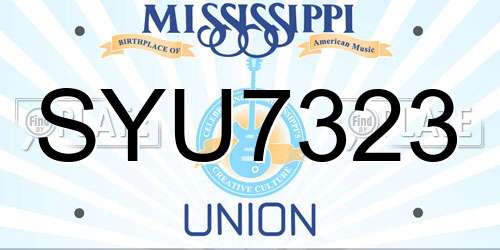 SYU7323 Mississippi License Plate