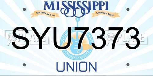 SYU7373 Mississippi License Plate