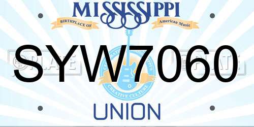 SYW7060 Mississippi License Plate