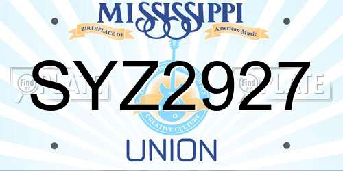 SYZ2927 Mississippi License Plate