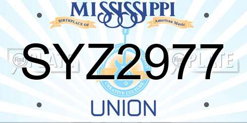 SYZ2977 Mississippi License Plate