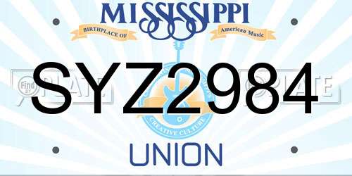 SYZ2984 Mississippi License Plate