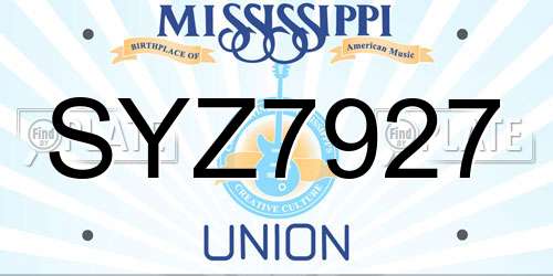 SYZ7927 Mississippi License Plate