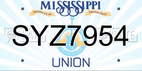 SYZ7954 Mississippi License Plate