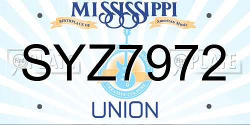 SYZ7972 Mississippi License Plate