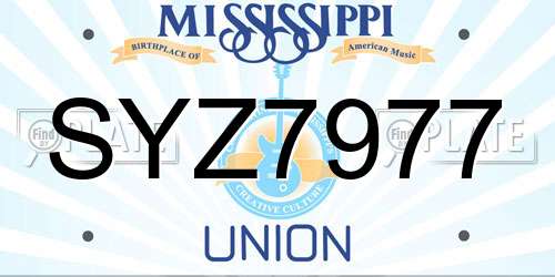 SYZ7977 Mississippi License Plate