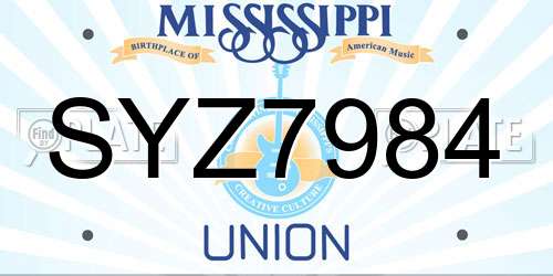 SYZ7984 Mississippi License Plate