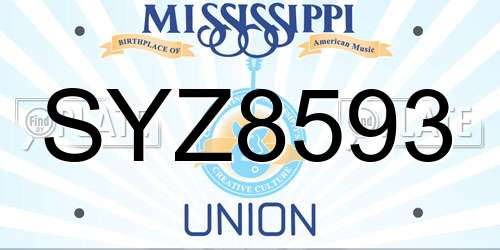 SYZ8593 Mississippi License Plate
