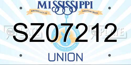 SZ07212 Mississippi License Plate