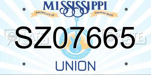 SZ07665 Mississippi License Plate